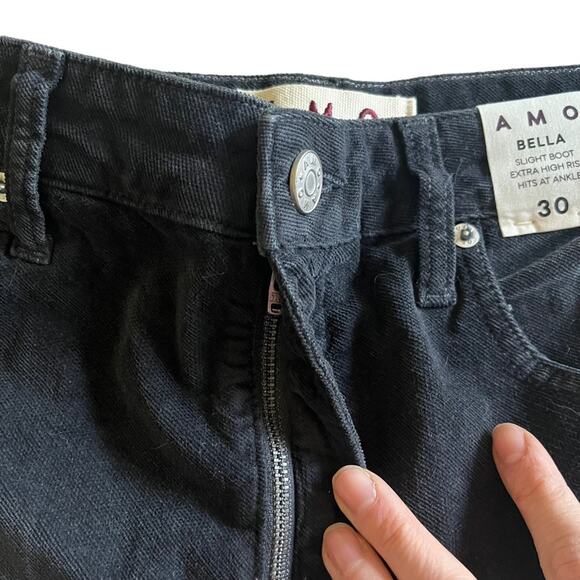 AMO | NWT Anthropologie Bella Slight Boot Cut High Rise Velveteen Pants Black 30 - Picture 9 of 12